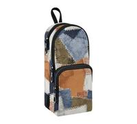 sanluoli Multi colore tessuto patchato modello nylon 3 scomparti scuola matite borse multiuso ed estetica arte matita caso cancelleria borsa per adolescenti materiale scolastico 1600ml