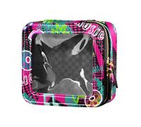 sanluoli Music Disco Retro 70s Fashion Colorful Clear Makeup Bag per la borsa impermeabile Viaggio Toiletry Bag Makeup Bag Organizer per Viaggi, musica discoteca retrò anni '70 moda colorata, 1 size