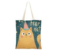 sanluoli Natale carino gatto paura non borsa di tela robusta tela tote borse per le donne Natale pensione shopping spiaggia lavoro 40,6 x 38,1 cm scuola essenziale
