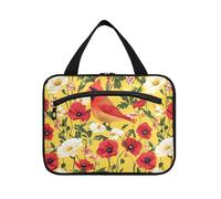 sanluoli National Memorial Day Bird Red Flower hangingarge borse da toilette per le donne con gancio, designer borsa impermeabile per la cura della pelle per gli elementi essenziali da viaggio