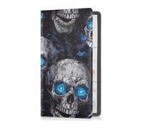 sanluoli Nightmare Skull Blue Neon Eyes Premium Leather Registration and Insurance Card Holder Automobile Wallet Case Organizer per documenti essenziali, patente di guida, carte
