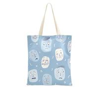 sanluoli Old Style Cartoon Faces Baby Blue Tote Bag Canvas robusto panno Tote Bag con manici per lavoro, progetti fai da te, shopping, 40,6 x 38,1 cm essenziale per la scuola