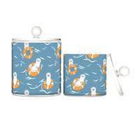 sanluoli Organizer in plastica trasparente con coperchio per oggetti essenziali per il bagno, per tamponi di cotone, tamponi di cotone, plettri interdentali, graffette, confezione da 2