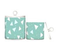 sanluoli Organizer per trucchi a triangolo verde, in plastica trasparente, con coperchio, per accessori da bagno, decorativo, per cotton fioc, cotton fioc, graffette, confezione da 2
