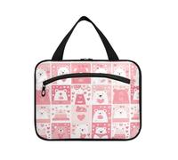 sanluoli Orso Bianco e Rosa appeso borsa cosmetica per le donne con gancio, designer chic kit borsa per gli elementi essenziali per le donne lavoro porta cosmeticos mujer para cartera, orso bianco e