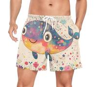 sanluoli Pantaloncini da bagno corti da uomo 2 in 1 da allenamento, con tasca per telefono, leggeri, Balena Dolce, Small