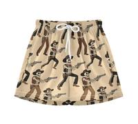 sanluoli Pantaloncini da spiaggia per ragazzo, pantaloncini da spiaggia con tasca, Teschio cowboy occidentale retrò beige, 13 anni