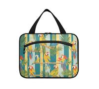 sanluoli Pappagalli a righe Tropicale Semplici borse da toilette da appendere per donne in viaggio con gancio, designer borsa medicina pieghevole per accessori per le donne vacanza bolso de mano para