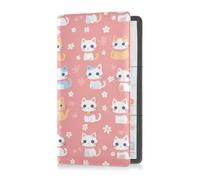 sanluoli Peach Carino White Cats Spring Premium Leather Registrazione e Assicurazione Card Holder Glove Box Organizzare per Carte, Documenti Essenziali, Patente di Guida Veicolo Documenti