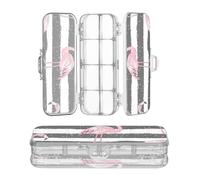 sanluoli Peach Flamingos Black Stripes astuccio in plastica trasparente a doppio piano penne custodia per la scuola con coperchio a scatto