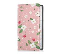 sanluoli Peach Fresh Crushed Flower Premium Leather Registration and Insurance Card Holder Essential Car Wallet Case for Driver Auto Owners Trailer Moto Boat