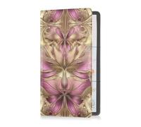 sanluoli Peach Gold Vintage Butterfly Premium Leather Registration and Insurance Card Holder Auto Truck Comparment Accessories Case for Card, Essential Document Driver License