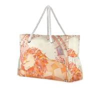 sanluoli Peach Lion Partiture Musica Partitura Illustrazione Arte Tasca Portatile Tote Bag con tasche laterali Tote Bag Donne con portabicchieri sul lato