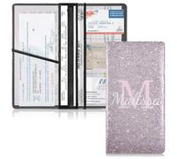 sanluoli Personalizzato Grigio Viola Brillante Starry Glittering Pelle personalizzata Registrazione Auto Assicurazione & ID Card Holder Prefetto Car Essentials Portafoglio