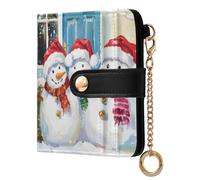 sanluoli Piccolo portafoglio pieghevole da donna alla moda in pelle PU portatile per donne ragazzi ragazze pupazzi di neve Natale
