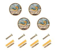 sanluoli Pomelli per vasca da bagno vintage personalizzabili a forma di dinosauro, per cassettiera, cucina, 32 mm, confezione da 4