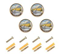 sanluoli Pomelli personalizzabili a forma di rinoceronte retrò per vasca da bagno e armadietti, color oro, 32 mm, per soggiorno, confezione da 4