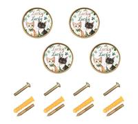 sanluoli Pomelli personalizzabili per vaso a forma di cane di San Patrizio, in stile bohémien, 32 mm, per porte, armadi, confezione da 4