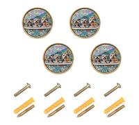 sanluoli Pomelli rotondi per armadietti in miniatura personalizzabili con cani Schnauzer in miniatura retrò per vasca da bagno pomelli moderni 32 mm per cassettiera, confezione da 4