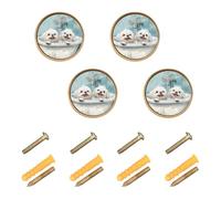 sanluoli Pomelli rotondi per armadietti vintage per vasca da bagno, 32 mm, personalizzabili, con simpatici cani maltesi, confezione da 4