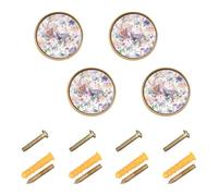 sanluoli Pomelli rotondi personalizzabili in stile boho, motivo floreale, mistero, 32 mm, per libreria, confezione da 4