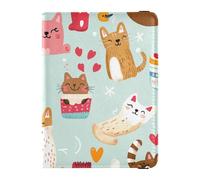 sanluoli Porta passaporto e carte di vaccino in pelle con gattini caldi, con cratone, porta documenti combinato, organizer per documenti, accessori leggeri