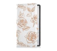 sanluoli Portadocumenti in pelle PU oro rosa e bianco con rose per carte di credito e documenti essenziali patente di guida