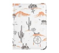 sanluoli Portafogli per passaporto e carte di vaccino in stile cowboy occidentale Boho Cactus, in pelle semplice, con porta passaporto, ultra sottile