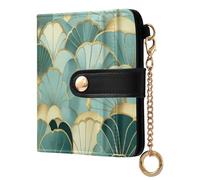 sanluoli Portafoglio da donna alla moda a due ante carino compatto in pelle PU portafoglio per donne ragazze astratto verde astratto astrazione