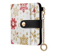 sanluoli Portafoglio da donna alla moda a due ante in pelle PU per tutti i giorni, per donna e ragazza, alla moda Buon Natale, oro e bianco