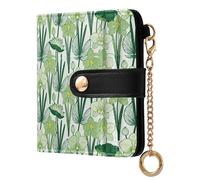 sanluoli Portafoglio da donna alla moda a due ante in pelle PU unico con scomparti per carte di credito per donne ragazzi ragazze - albero tropicale foglia fiore