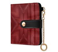 sanluoli Portafoglio da donna alla moda a due ante portatile compatto in pelle PU portafoglio per le donne-bordeaux rosso linea astratta