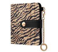sanluoli Portafoglio da donna alla moda a due volte comodo portafoglio in pelle PU con scomparti per carte di credito per donne e ragazze, stampa animalier, marrone chiaro