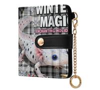 sanluoli Portafoglio da donna alla moda a due volte comodo portafoglio in pelle PU per le donne-Merry Christmas Axolotl Plaid