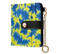 sanluoli Portafoglio da donna alla moda a due volte unico compatto in pelle PU portafoglio per donna ragazza-blu-giallo tie-dye