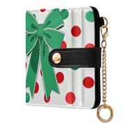 sanluoli Portafoglio da donna alla moda bifold impermeabile minimalista in pelle PU portafoglio per le donne-Merry Christmas Bow Polka Bot