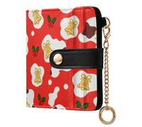 sanluoli Portafoglio da donna alla moda classico pieghevole impermeabile minimalista in pelle PU portafoglio per donna-campane di Natale stampa pelliccia di mucca rossa