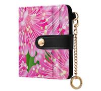 sanluoli Portafoglio da donna alla moda in pelle PU a due ante impermeabile in pelle PU con scomparti per carte di credito per le donne-pesca fiori vivaci