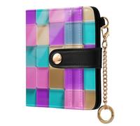 sanluoli Portafoglio da donna alla moda in pelle PU con motivo a due pieghe per le donne-bel blocco di vetro colorato