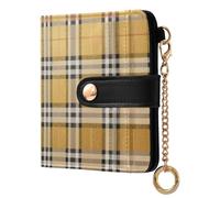 sanluoli Portafoglio da donna alla moda pieghevole unico per tutti i giorni in pelle PU portafoglio per donna ragazza - nero bianco oro a scacchi plaid