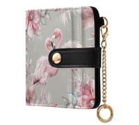 sanluoli Portafoglio da donna alla moda sottile pieghevole in pelle PU per donne e ragazze, stile bohémien, con fenicotteri color pesca