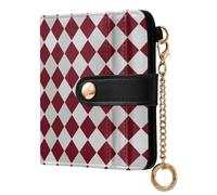sanluoli Portafoglio pieghevole da donna alla moda con scomparti per carte di credito comodo portafoglio in pelle PU per le donne-Tradiction marrone rosso a scacchi plaid diamonding
