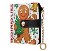sanluoli Portafoglio pieghevole da donna alla moda con scomparti per carte di credito elegante portafoglio pieghevole in pelle PU per donna ragazza Merry Christmas Green Gingerbread Man