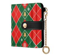 sanluoli Portafoglio pieghevole da donna alla moda in pelle PU conveniente premium portafoglio per donna ragazza Merry Christmas rosso e verde motivo a scacchi