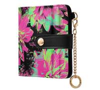 sanluoli Portafoglio pieghevole da donna alla moda in pelle PU impermeabile premium portafoglio per ragazze donne signore-glitched digitale verde pesca