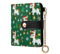 sanluoli Portafoglio pieghevole da donna alla moda in pelle PU unico per donne ragazzi ragazze - Buon Natale unicorni bianchi