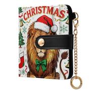 sanluoli Portafoglio pieghevole da donna alla moda per donna elegante minimalista portafoglio in pelle PU per donne ragazze Merry Christmas Lion verde