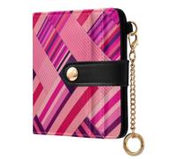 sanluoli Portafoglio pieghevole da donna alla moda per le donne in pelle PU portatile portafoglio pieghevole per donne ragazze fucsia a righe colorate