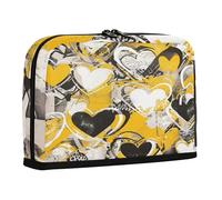 sanluoli Portamatite grande capacità verticale borsa organizer ad alta capacità per infermiere viaggio graffiti arte cuori giallo