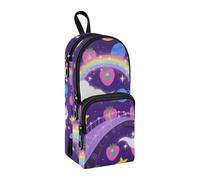 sanluoli Psichedelico arcobaleno nylon 3 scomparti grande astuccio studio e multifunzionale arte matita astuccio scuola cancelleria per donna liceo 1600 ml